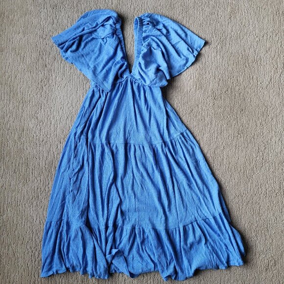 Women’s V-Neck Tiered Backless Maxi Dress – Size S – Light Blue – NWOT - Picture 2 of 11